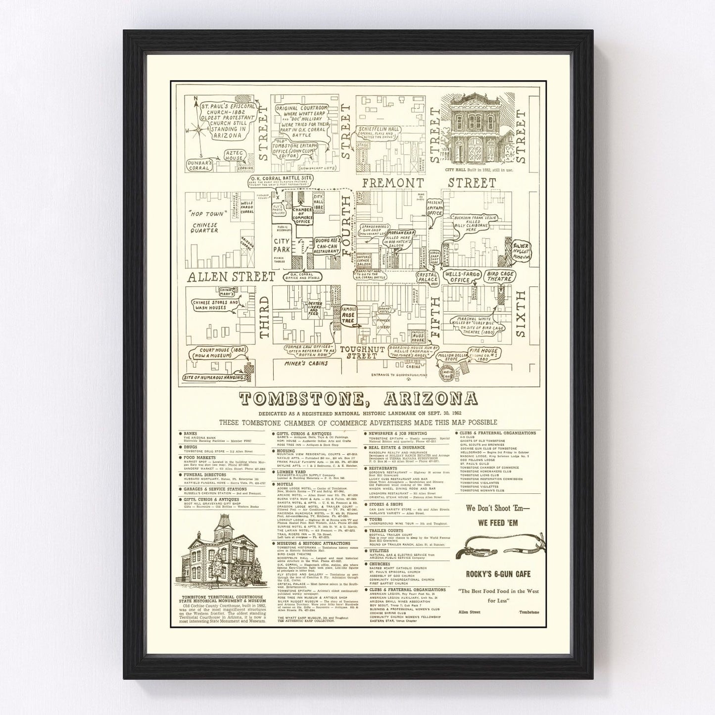 Vintage Map of Tombstone, Arizona 1962