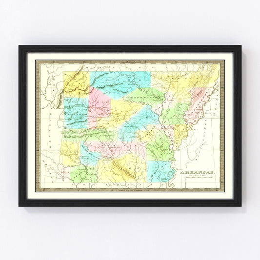 Vintage Map of Arkansas 1836