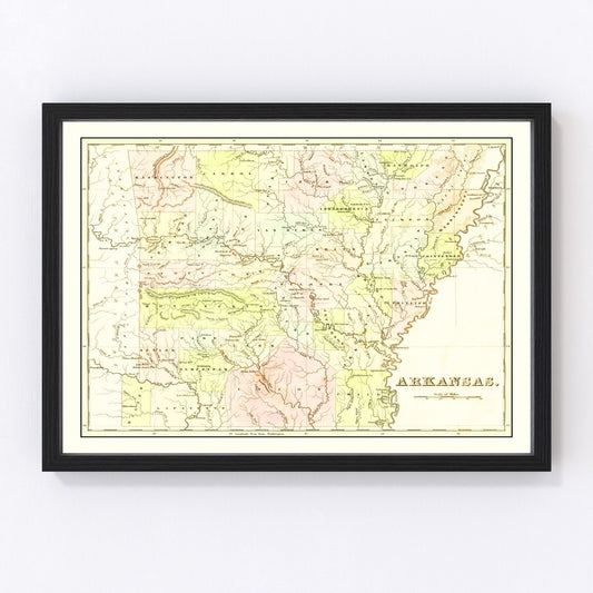 Vintage Map of Arkansas 1838