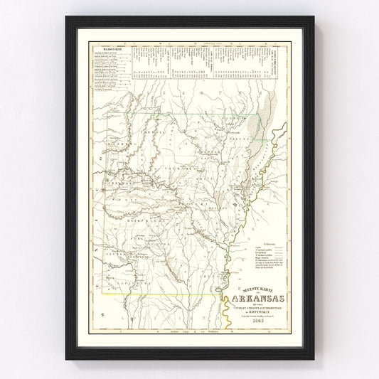 Vintage Map of Arkansas 1845