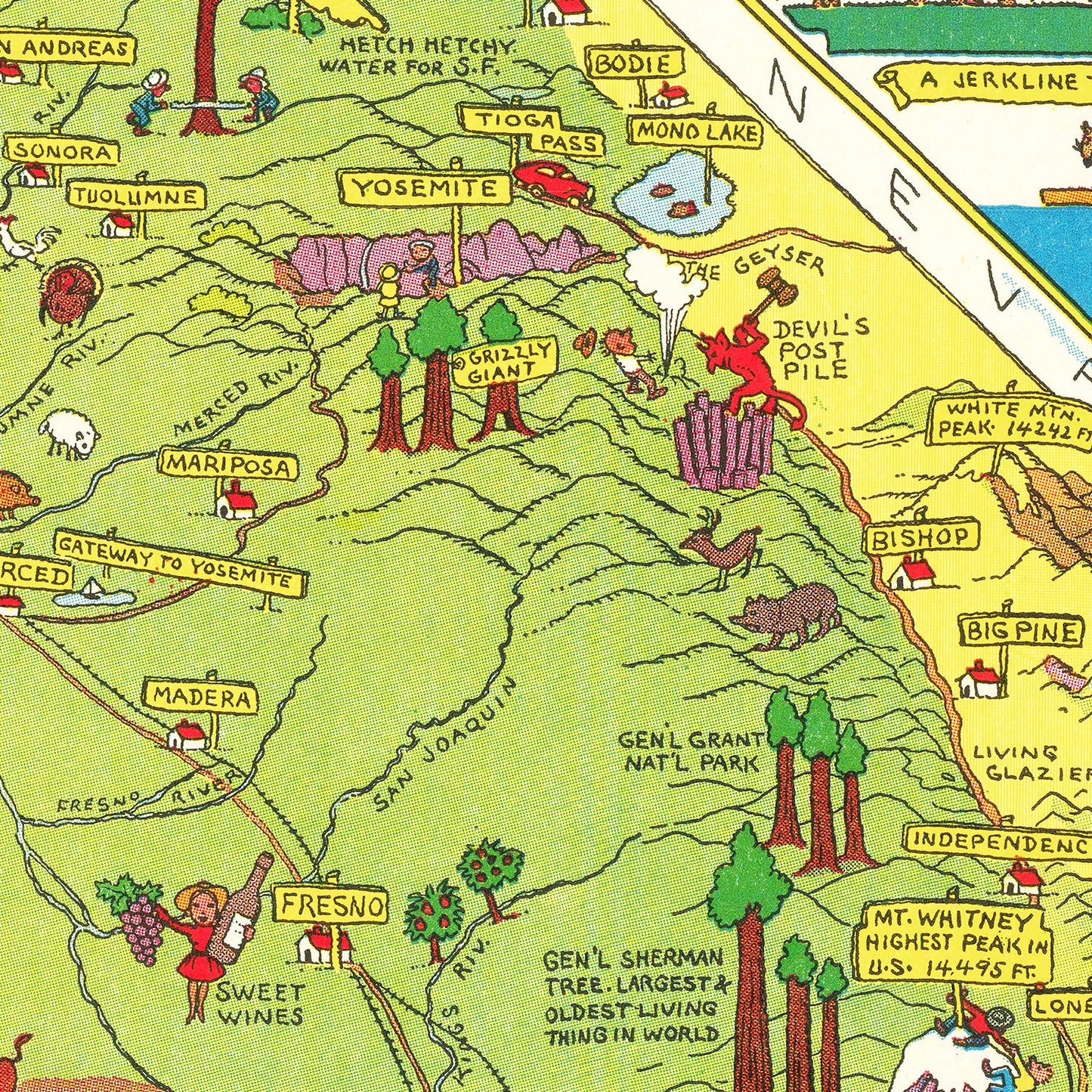 Vintage Pictorial Map of California 1945