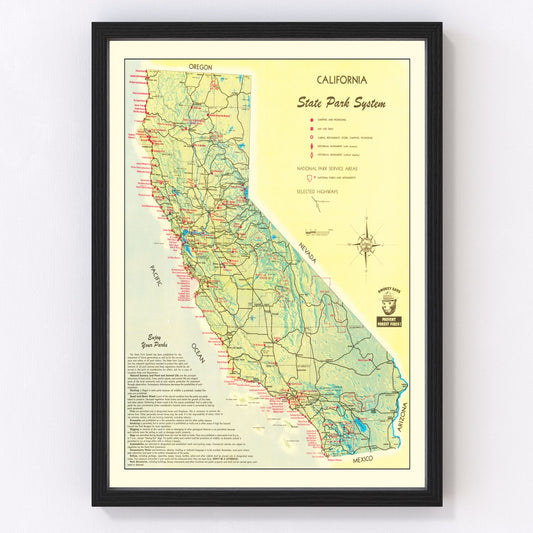Vintage California State Park Map 1956