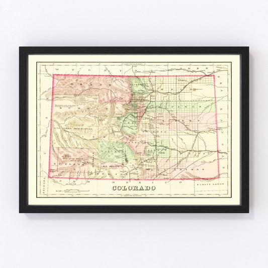 Vintage Map of Colorado 1876