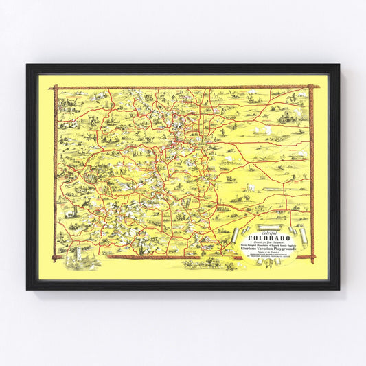 Vintage Map of Colorado 1941