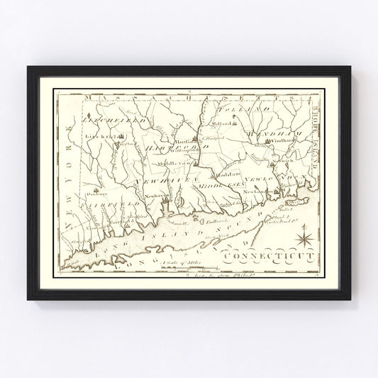 Vintage Map of Connecticut 1795