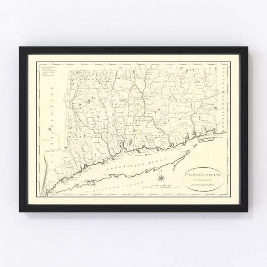 Vintage Map of Connecticut 1796
