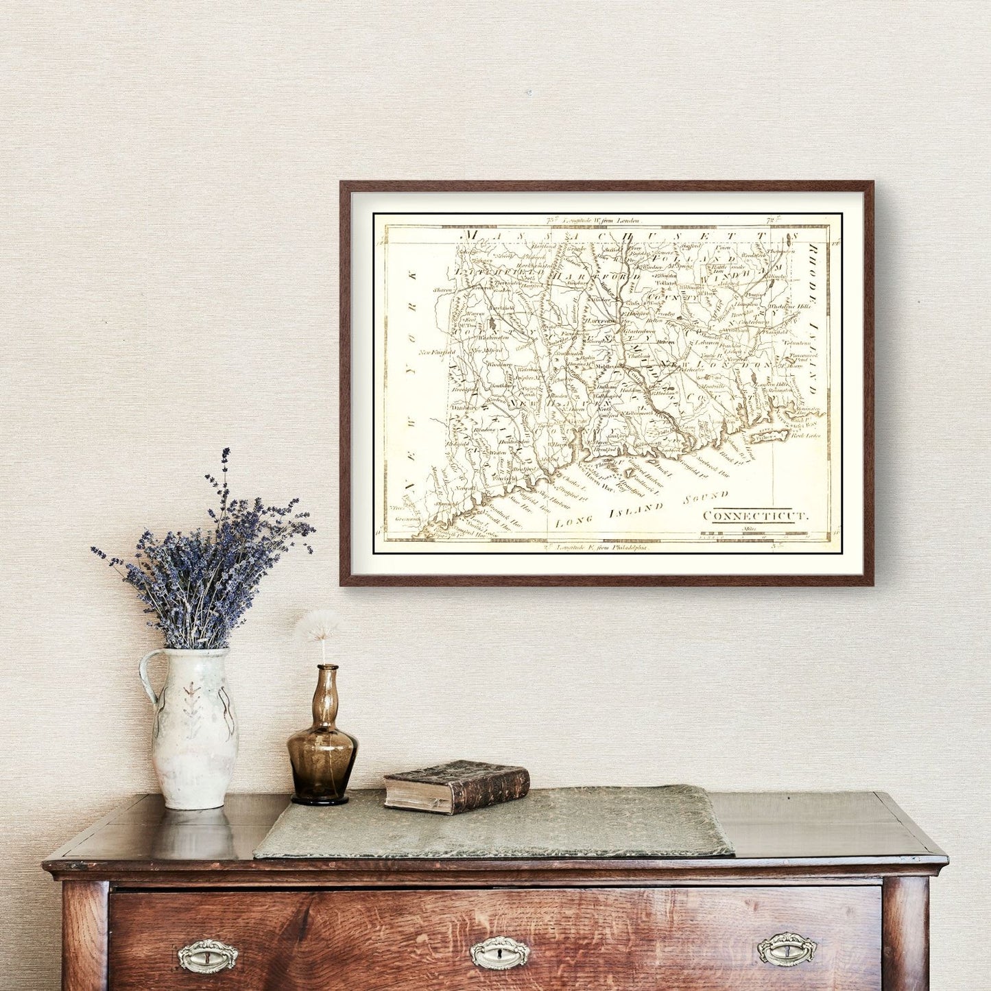 Vintage Map of Connecticut 1814