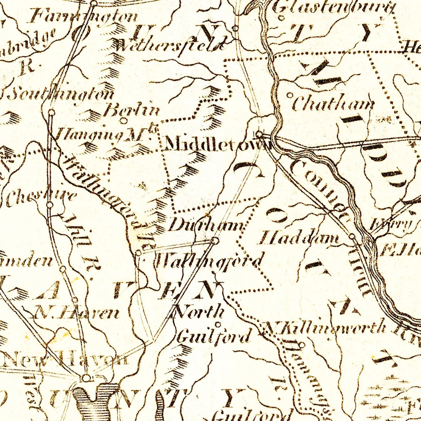 Vintage Map of Connecticut 1814
