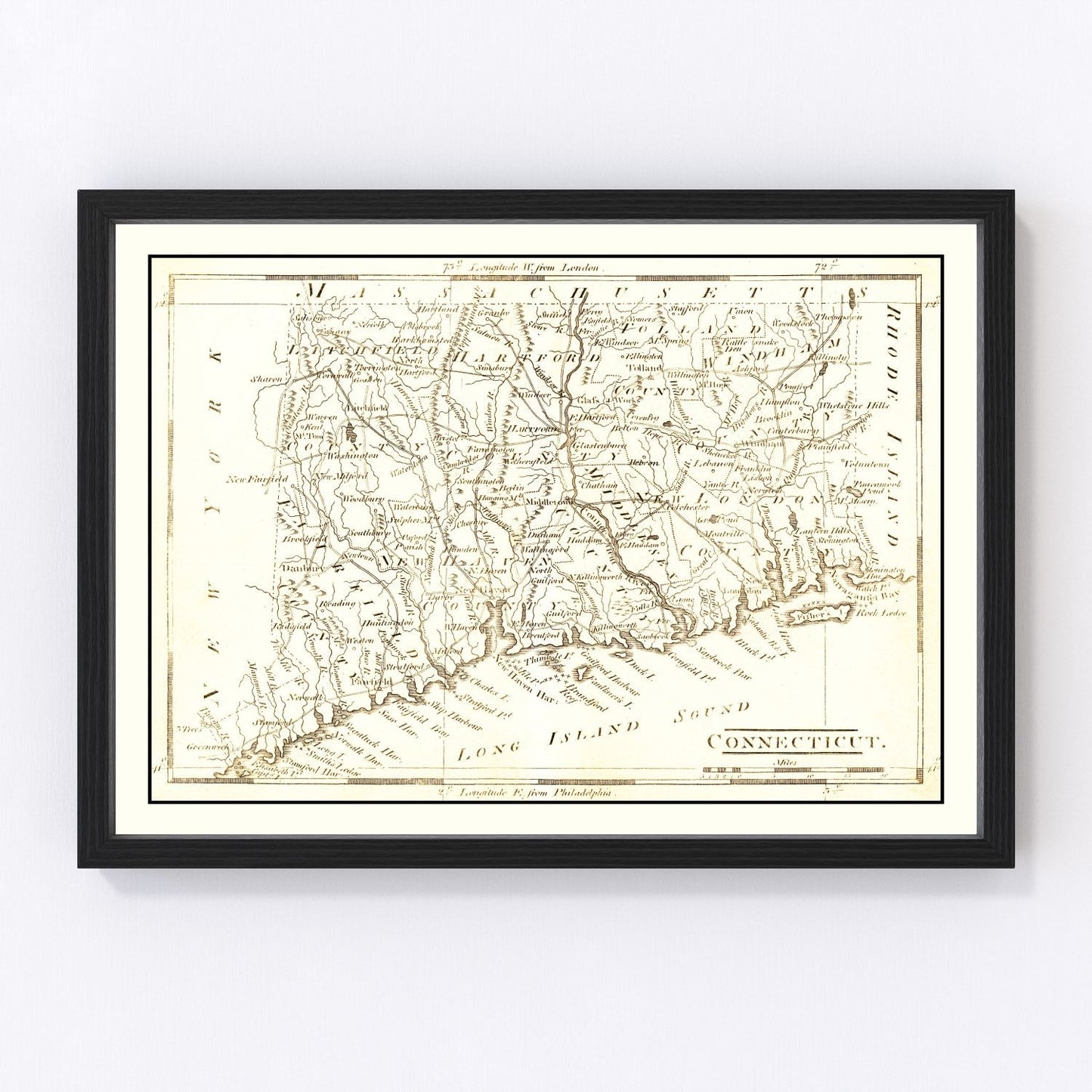 Vintage Map of Connecticut 1814