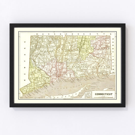 Vintage Map of Connecticut 1856