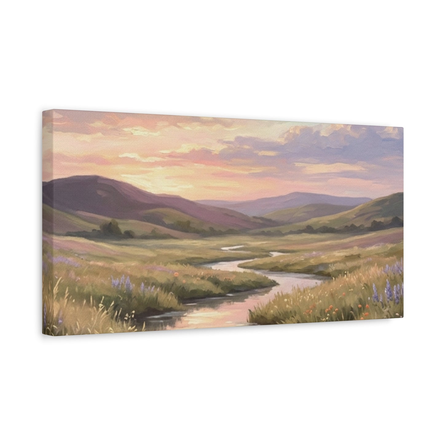 Sunset Meadow Canvas Wall Art - Stretched Matte Landscape Print