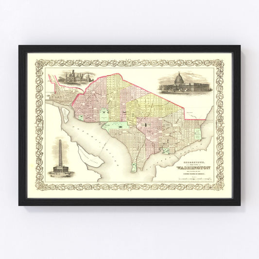 Vintage Georgetown & Washington DC Map 1856
