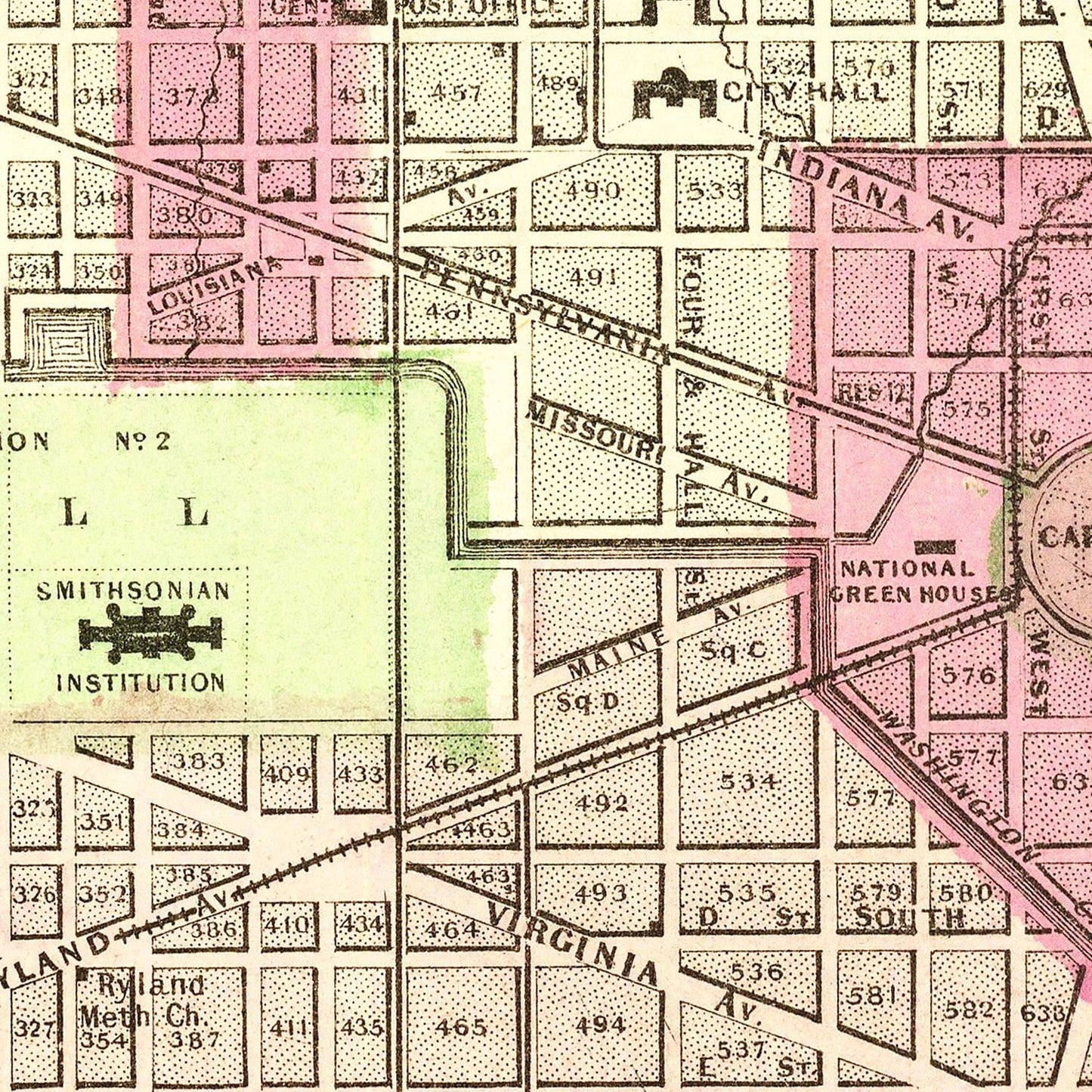 Vintage Map of Washington, DC 1866