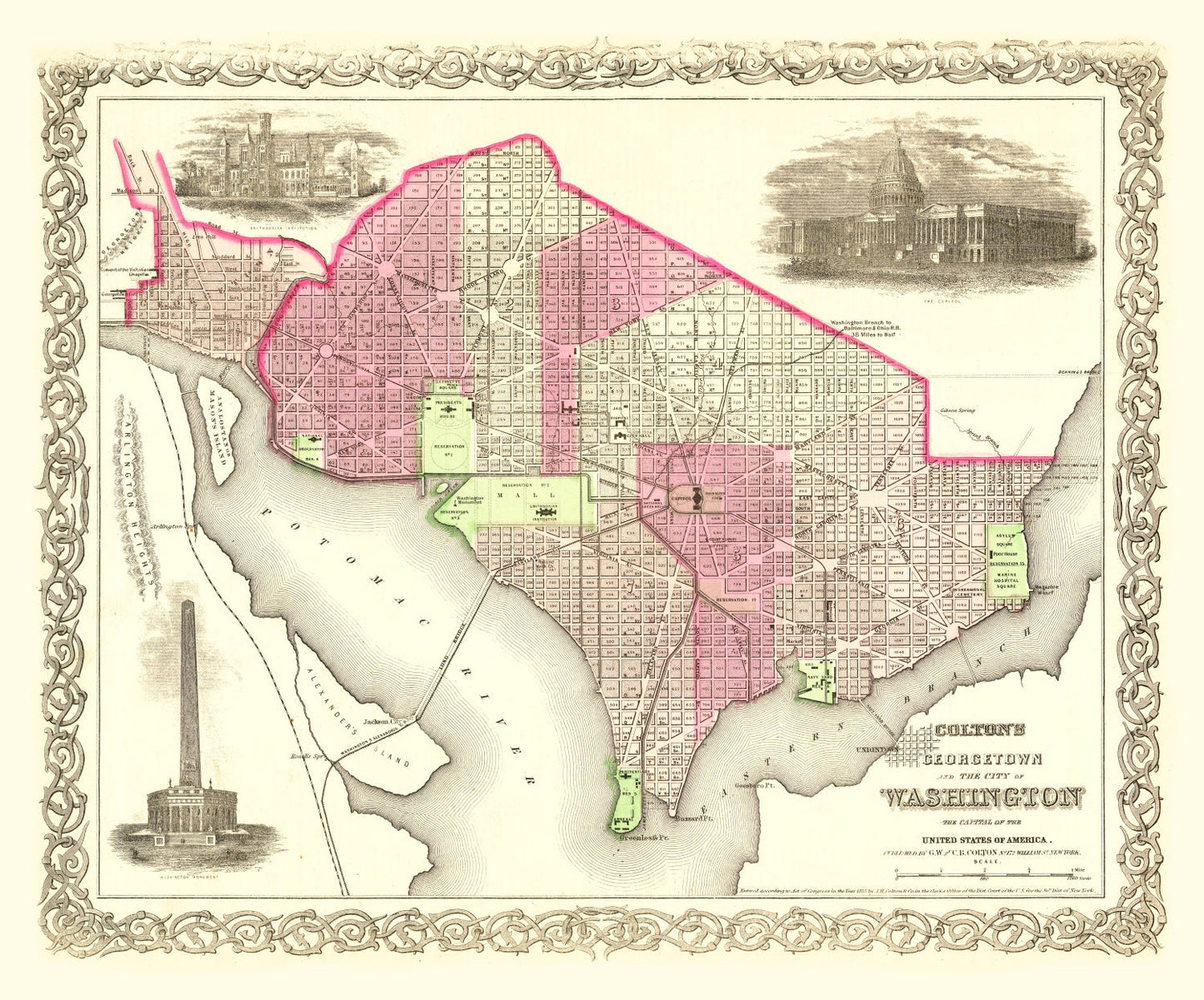 Vintage Map of Washington, DC 1866