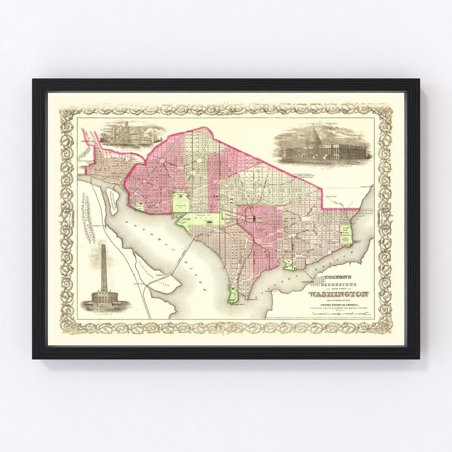 Vintage Map of Washington, DC 1866
