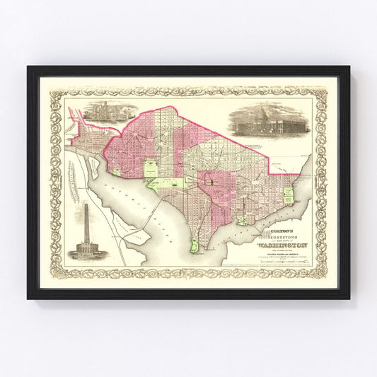 Vintage Map of Washington, DC 1866