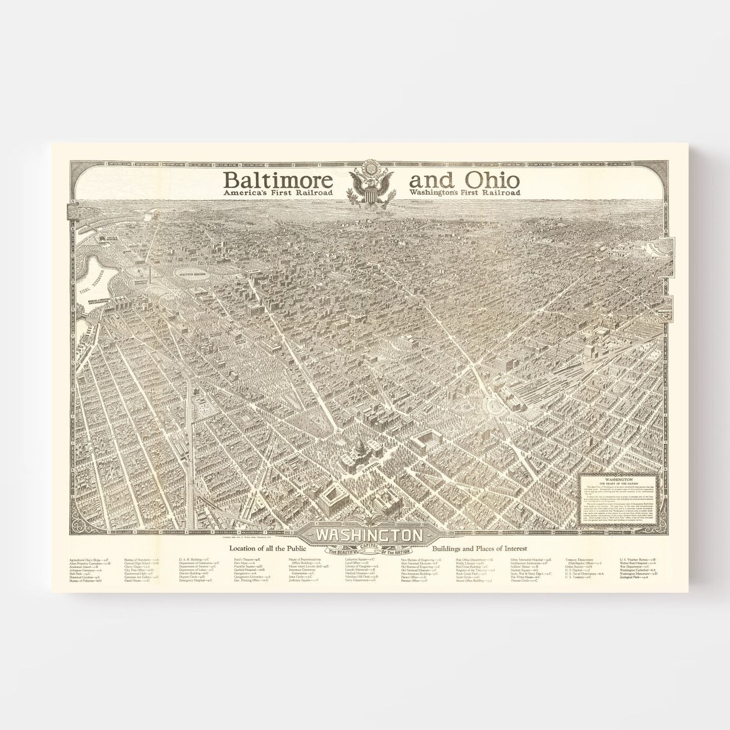 Vintage Map of Washington, DC 1923