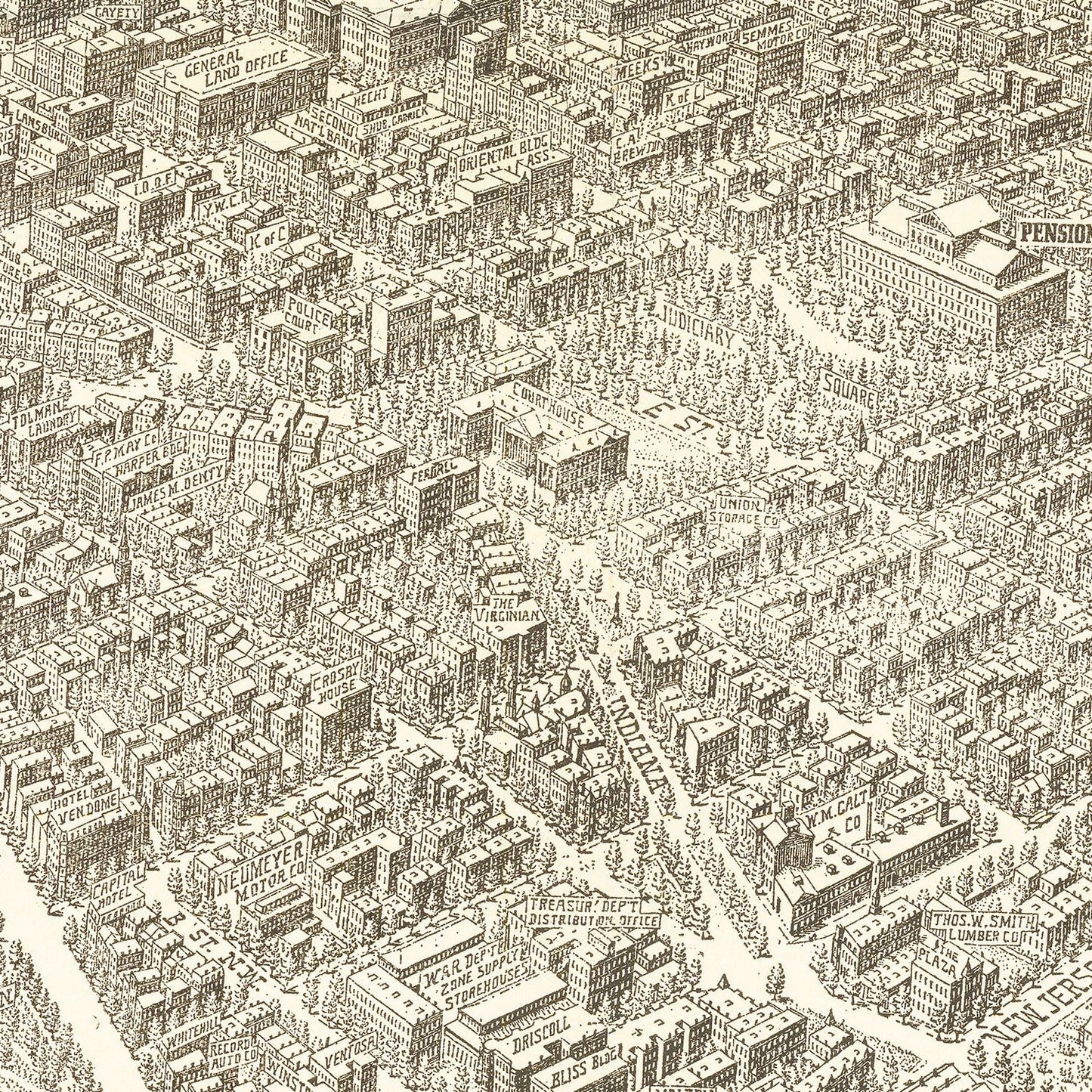 Vintage Map of Washington, DC 1923