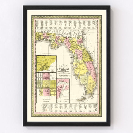 Vintage Map of Florida 1854