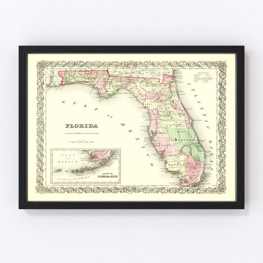 Vintage Map of Florida 1855