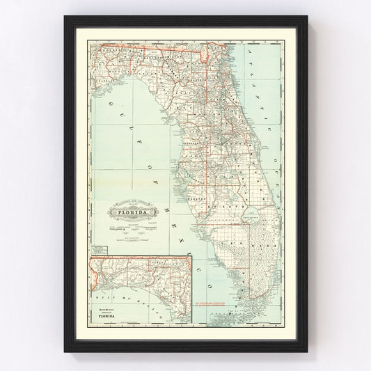 Vintage Map of Florida 1888
