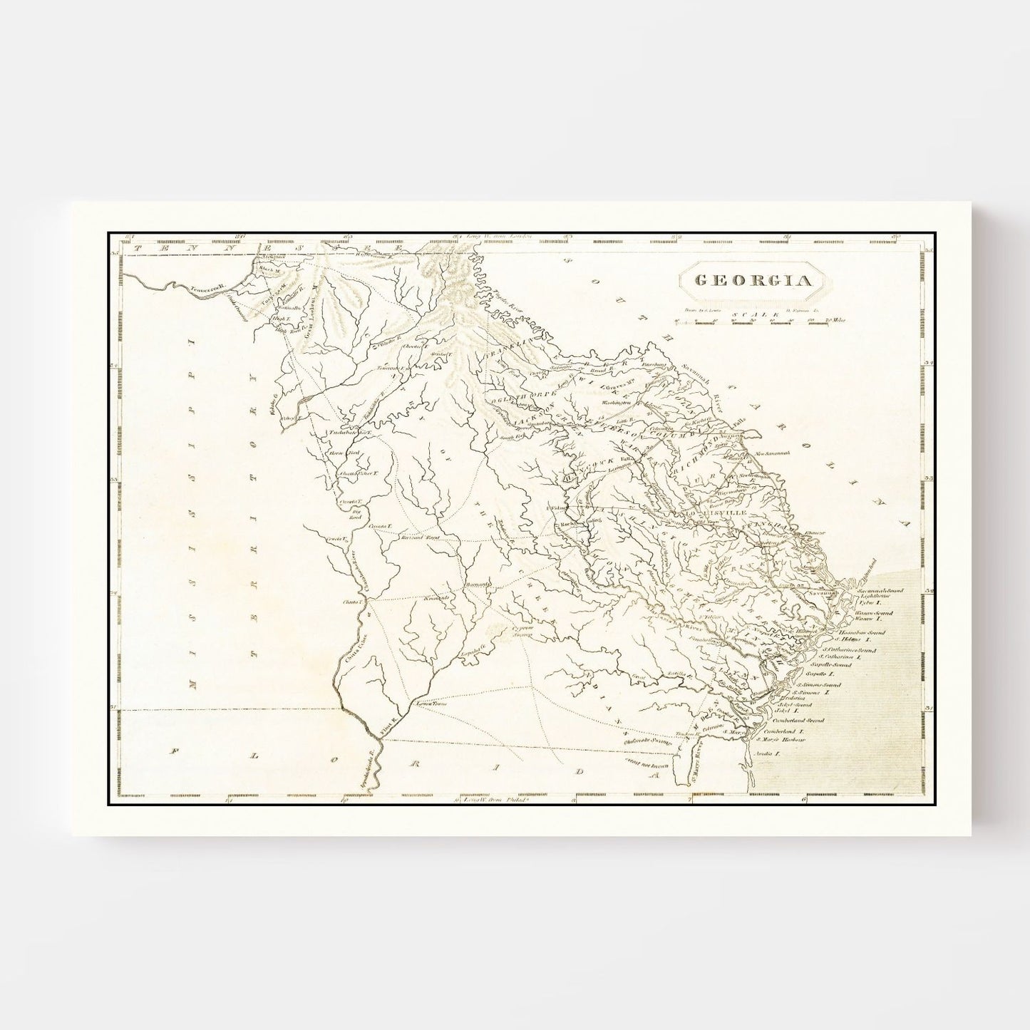 Vintage Map of Georgia 1805