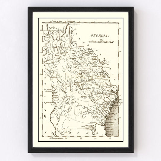 Vintage Map of Georgia 1814