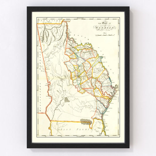 Vintage Map of Georgia 1814