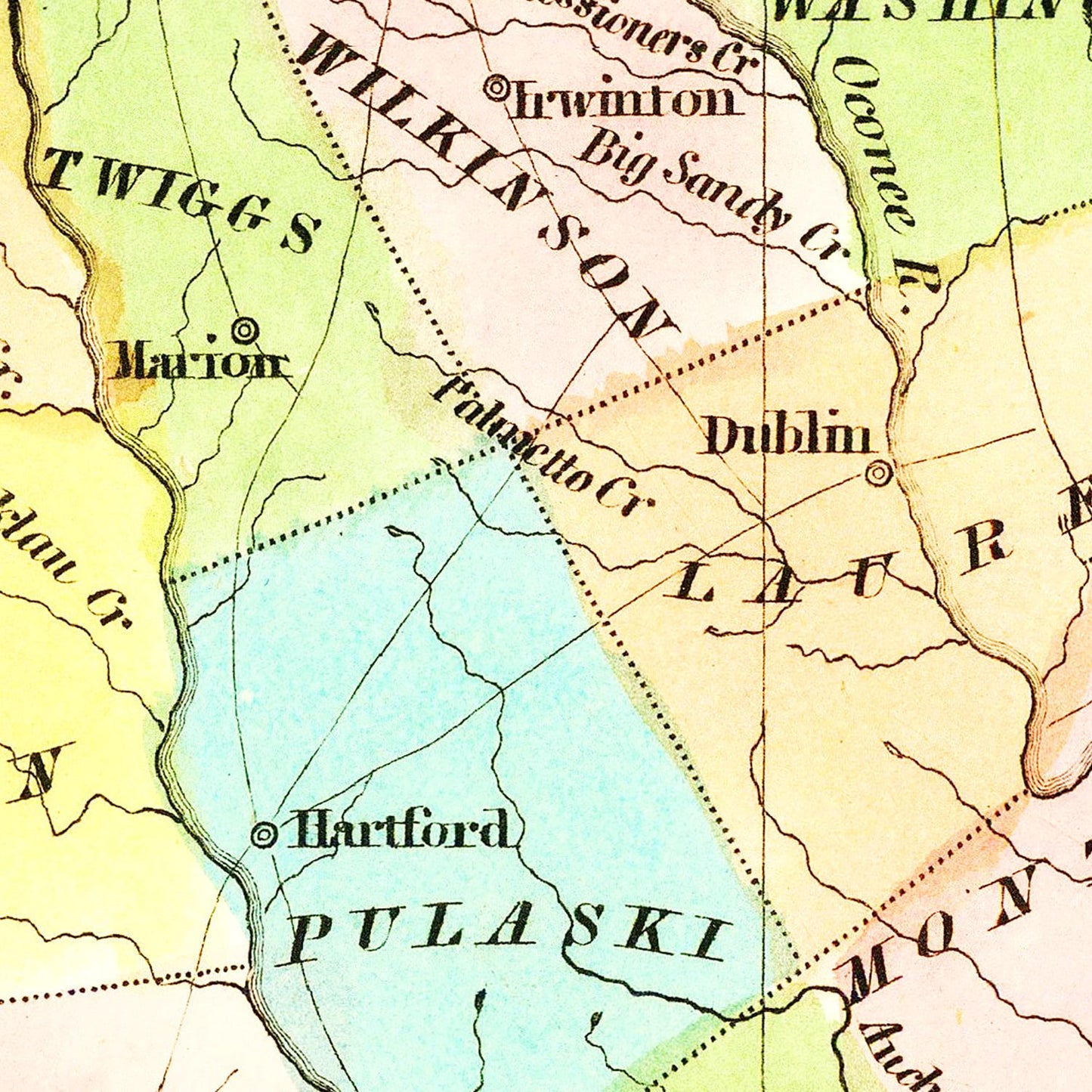 Vintage Map of Georgia 1834
