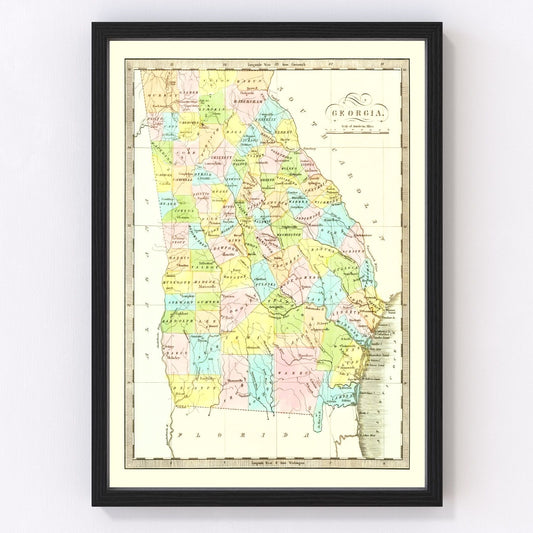 Vintage Map of Georgia 1834