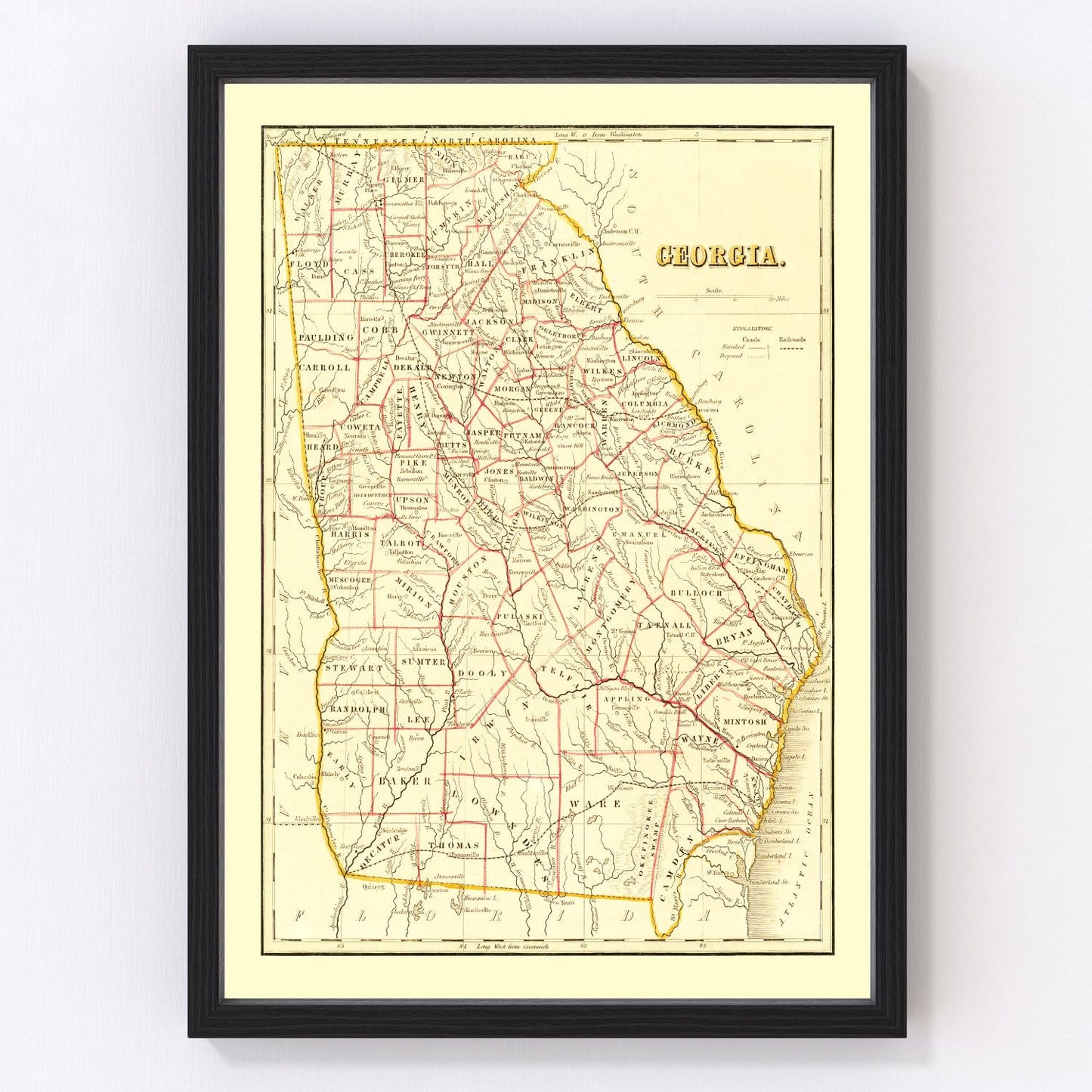 Vintage Map of Georgia 1835