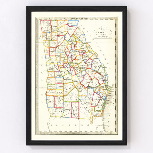 Vintage Map of Georgia 1836