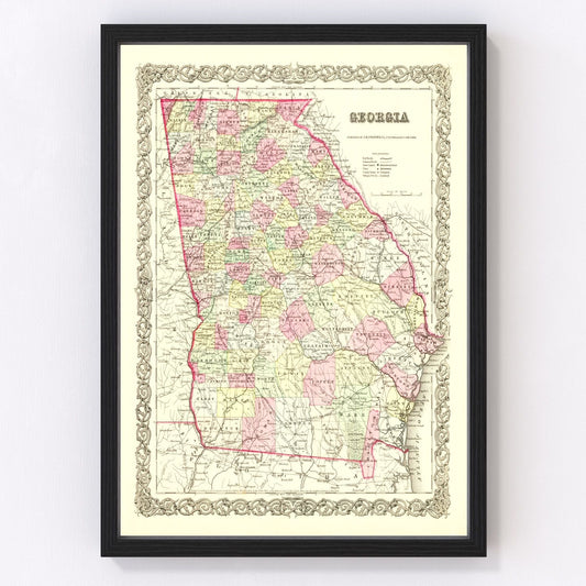 Vintage Map of Georgia 1855