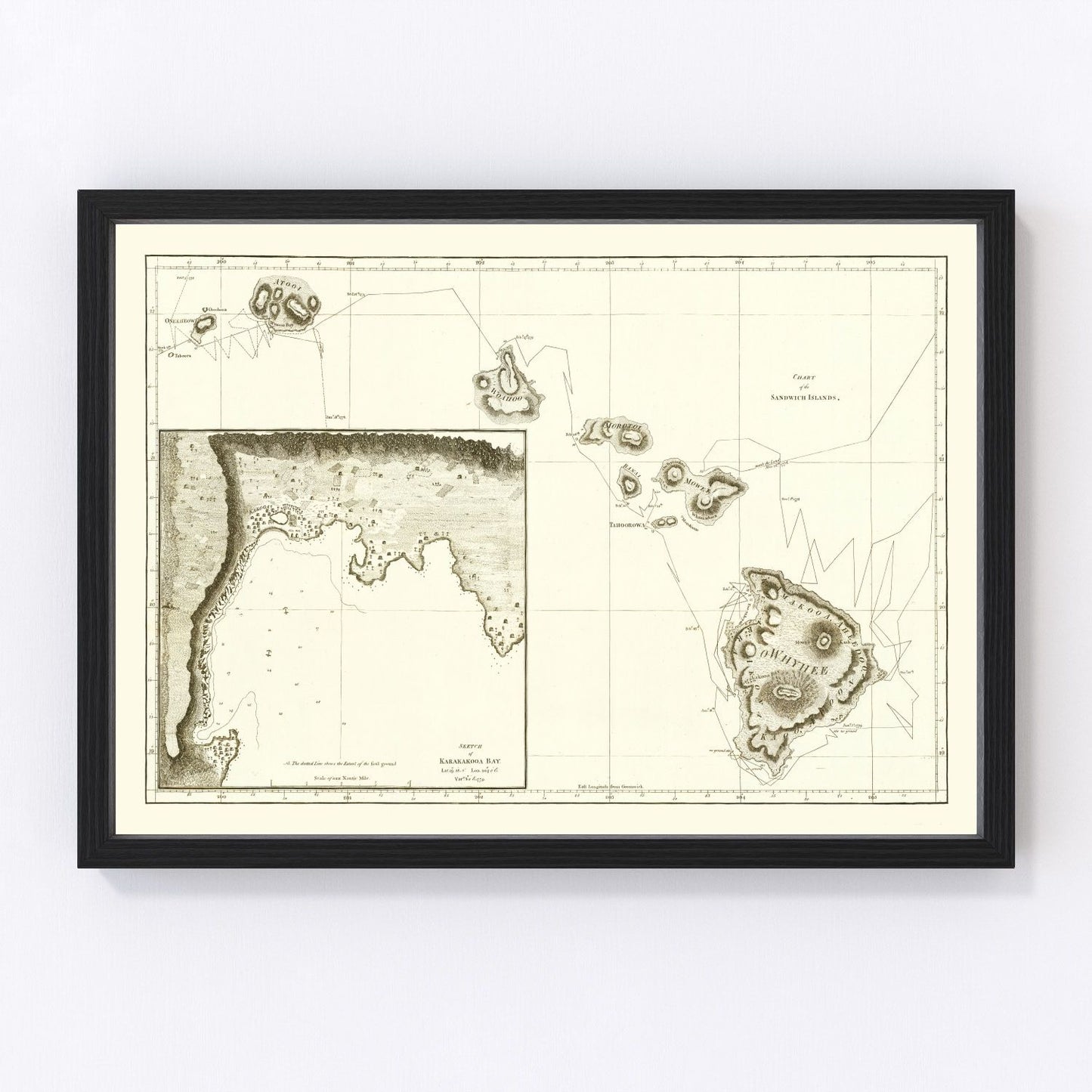 Vintage First Map of Hawaii 1784