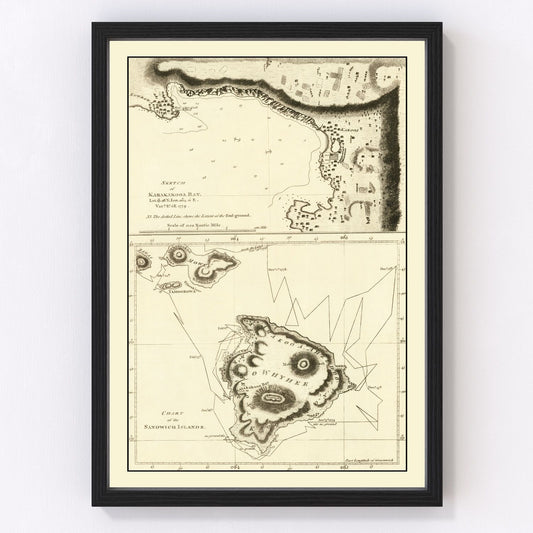 Vintage Map of the Sandwich Islands 1785