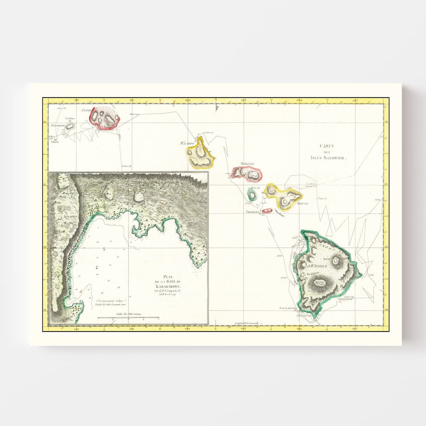 Vintage Map of Hawaii 1785