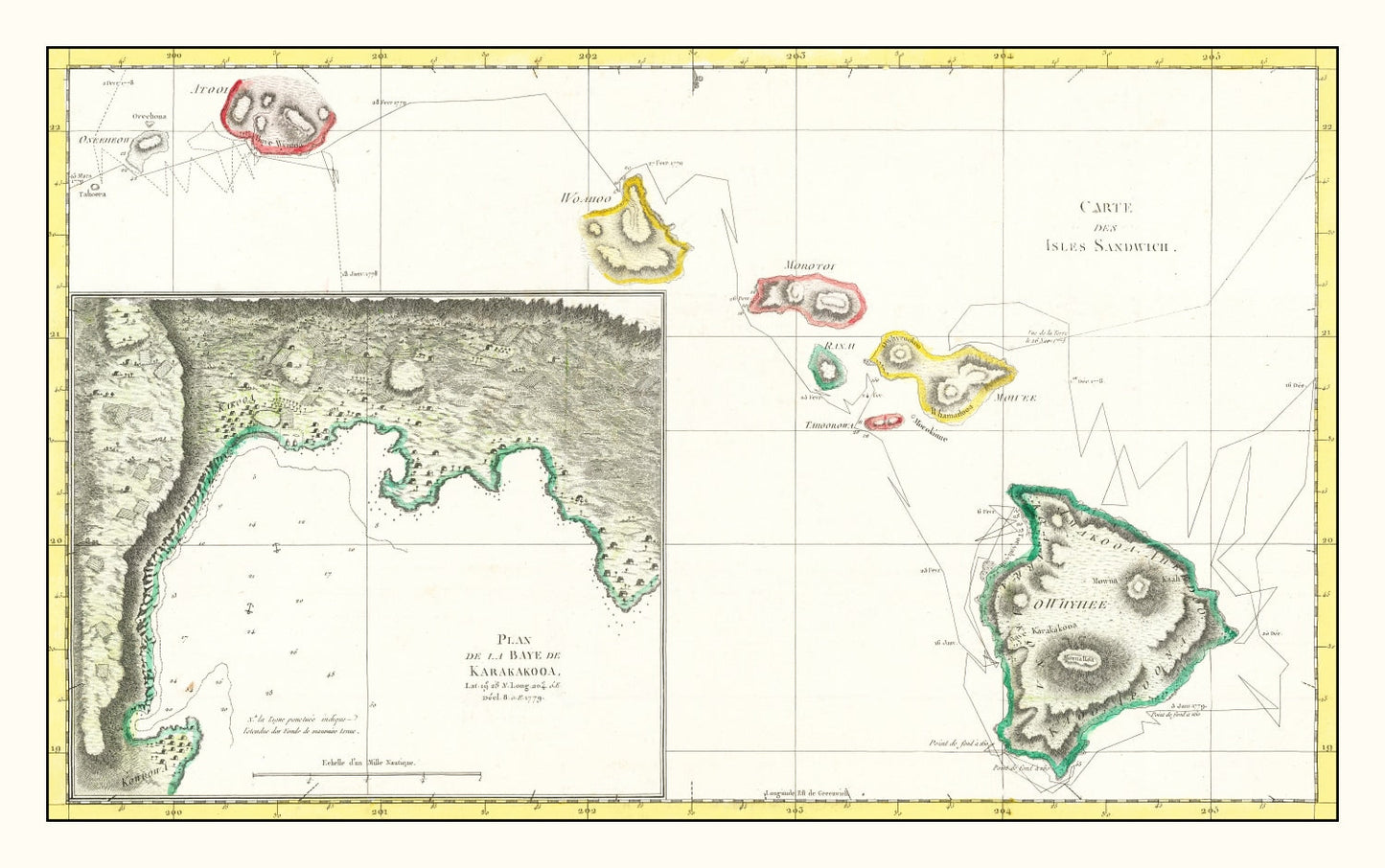 Vintage Map of Hawaii 1785