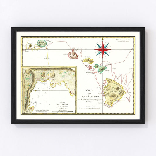Vintage Map of Hawaii 1787