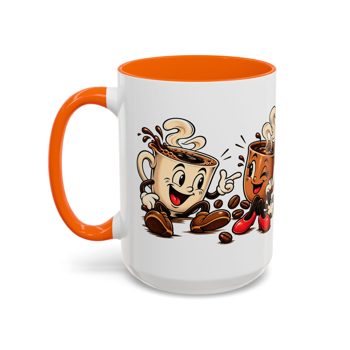 Coffee Cartoon Mug — Cute Dancing Coffee Cups Accent Mug