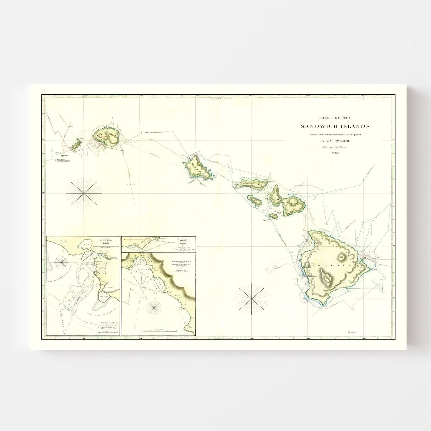 Vintage Map of Hawaii 1832