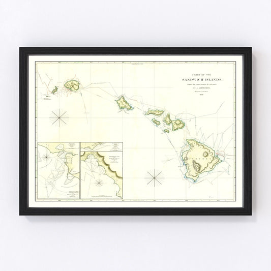 Vintage Map of Hawaii 1832