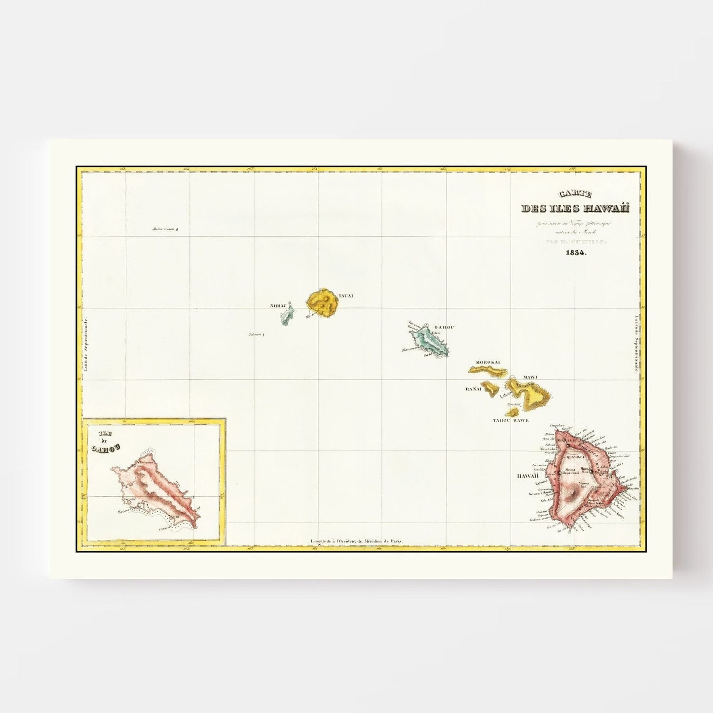 Vintage Map of Hawaii 1834