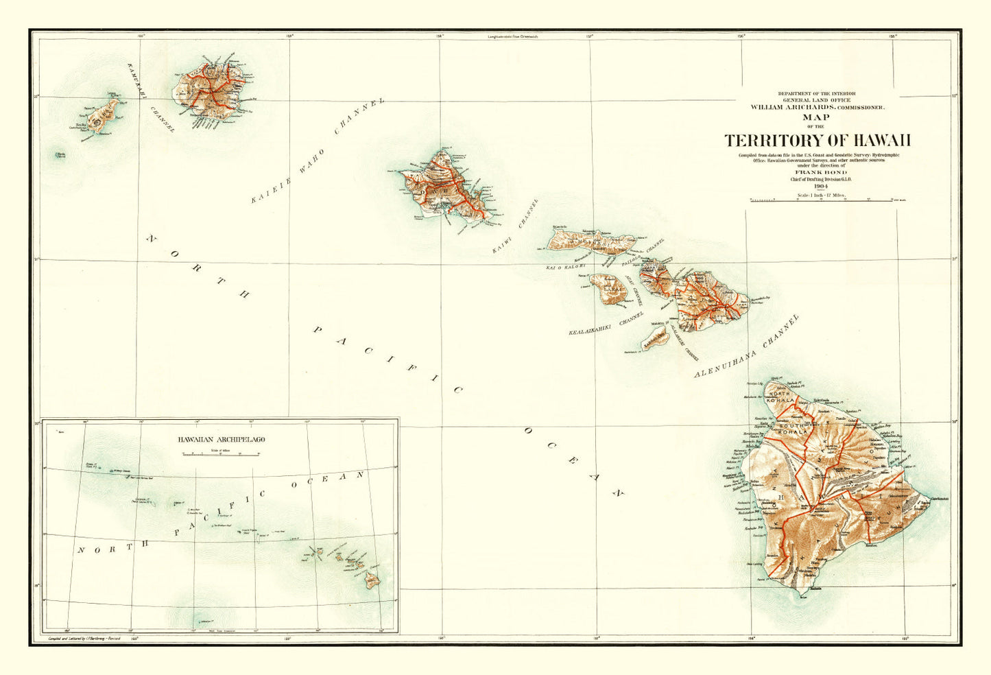 Vintage Map of Hawaii 1904