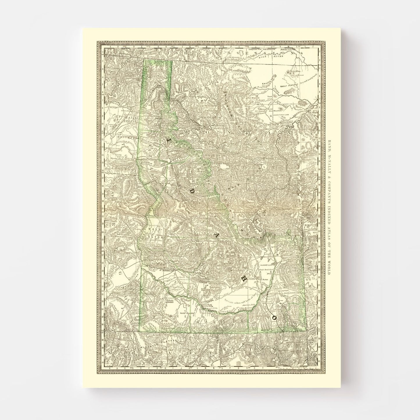 Vintage Map of Idaho 1884