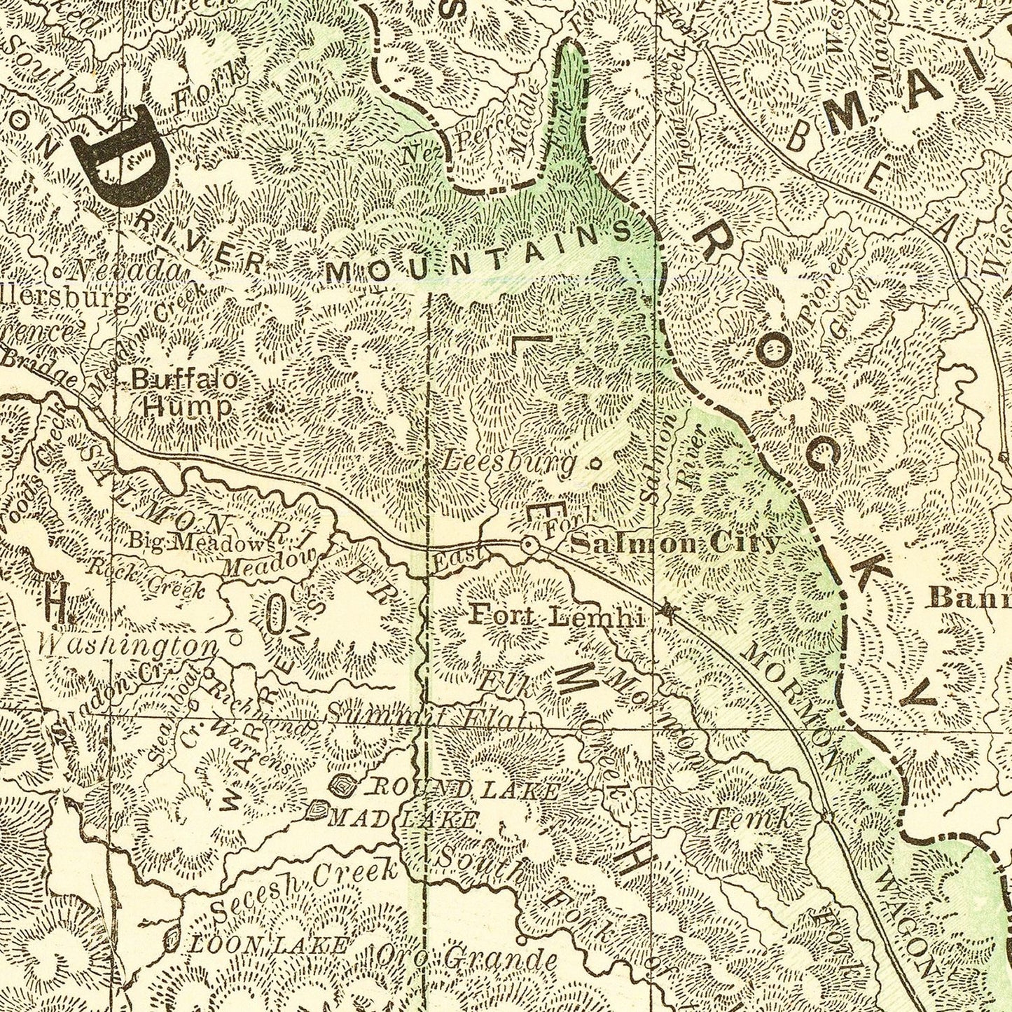 Vintage Map of Idaho 1884