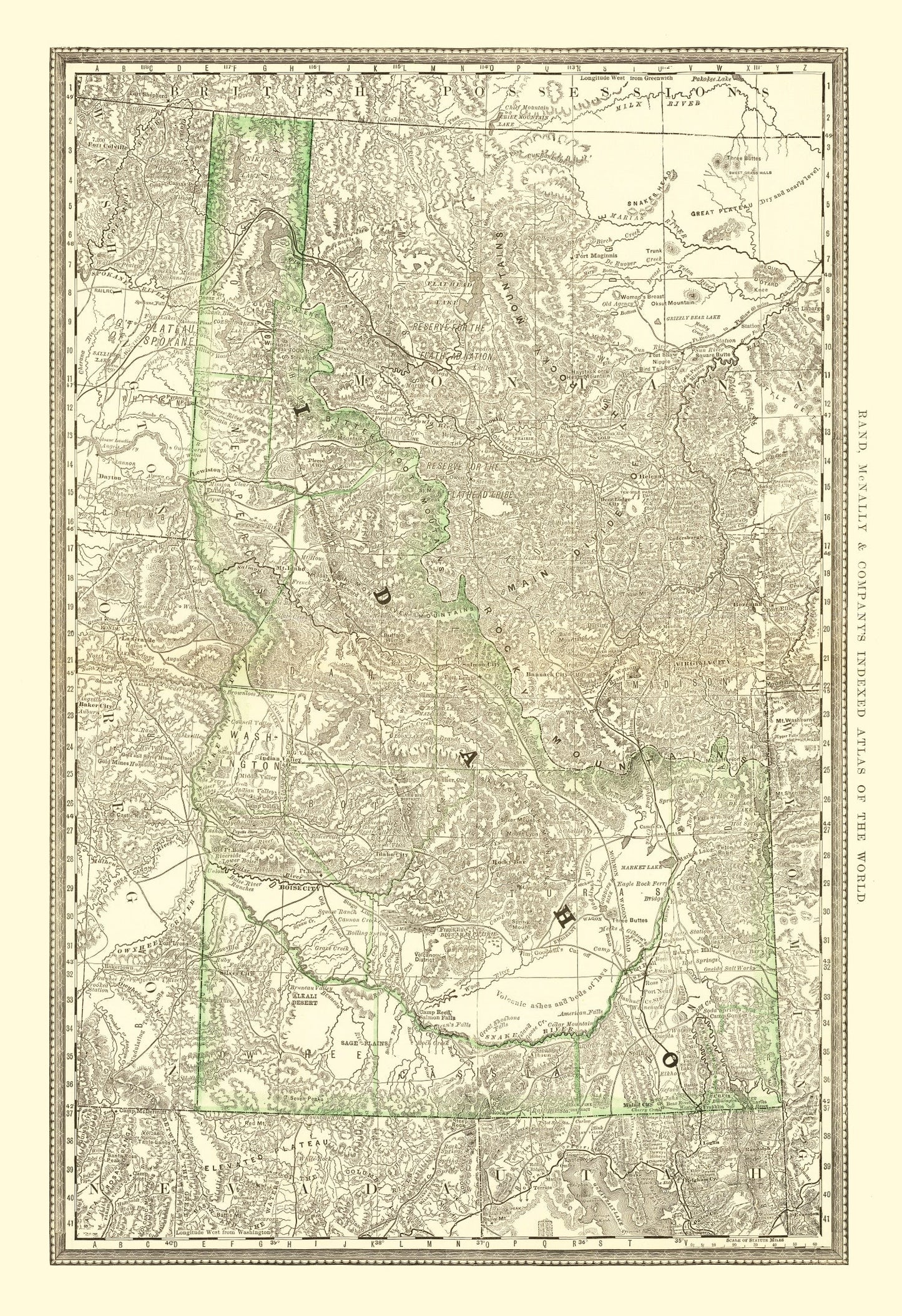 Vintage Map of Idaho 1884