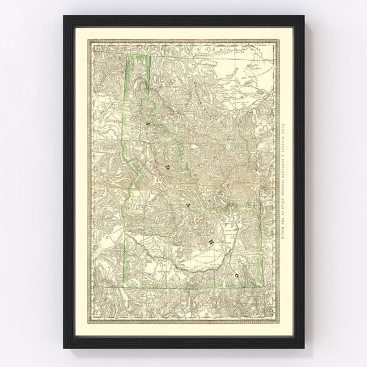 Vintage Map of Idaho 1884