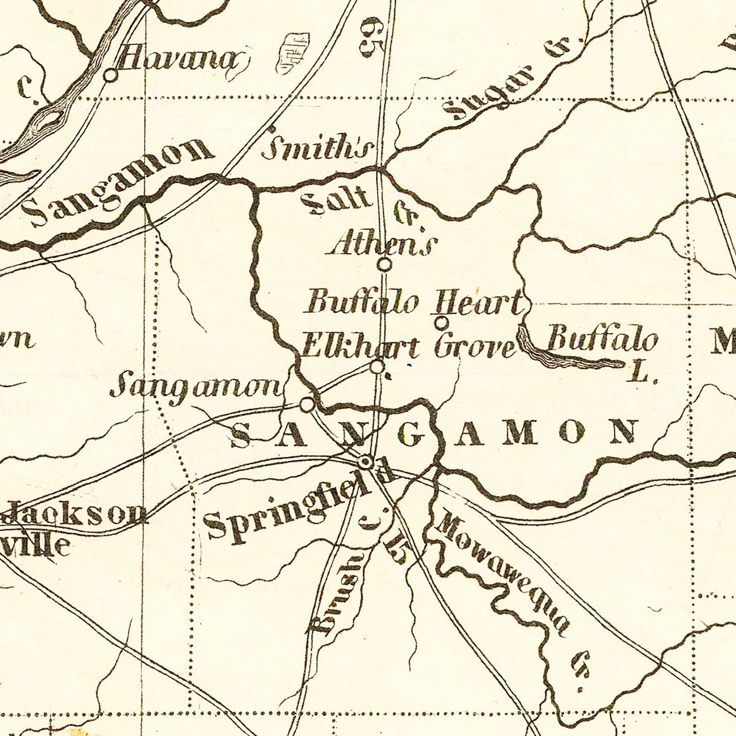 Vintage Map of Illinois 1845