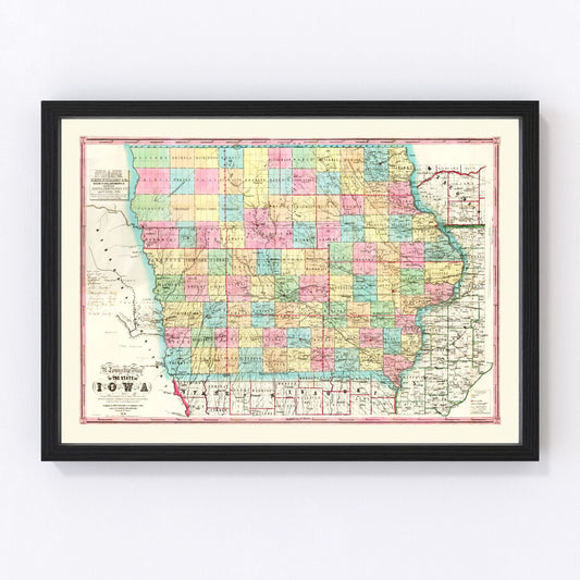 Vintage Map of Iowa 1855