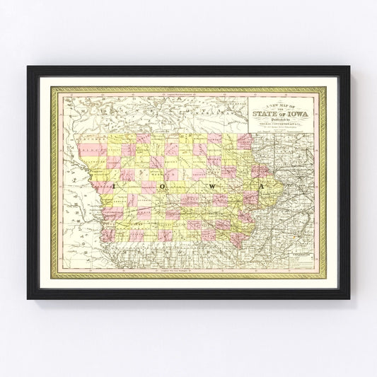 Vintage Map of Iowa 1855